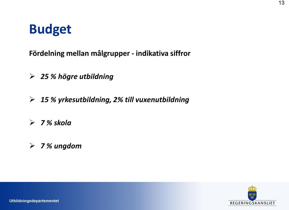 högre utbildning 15 %