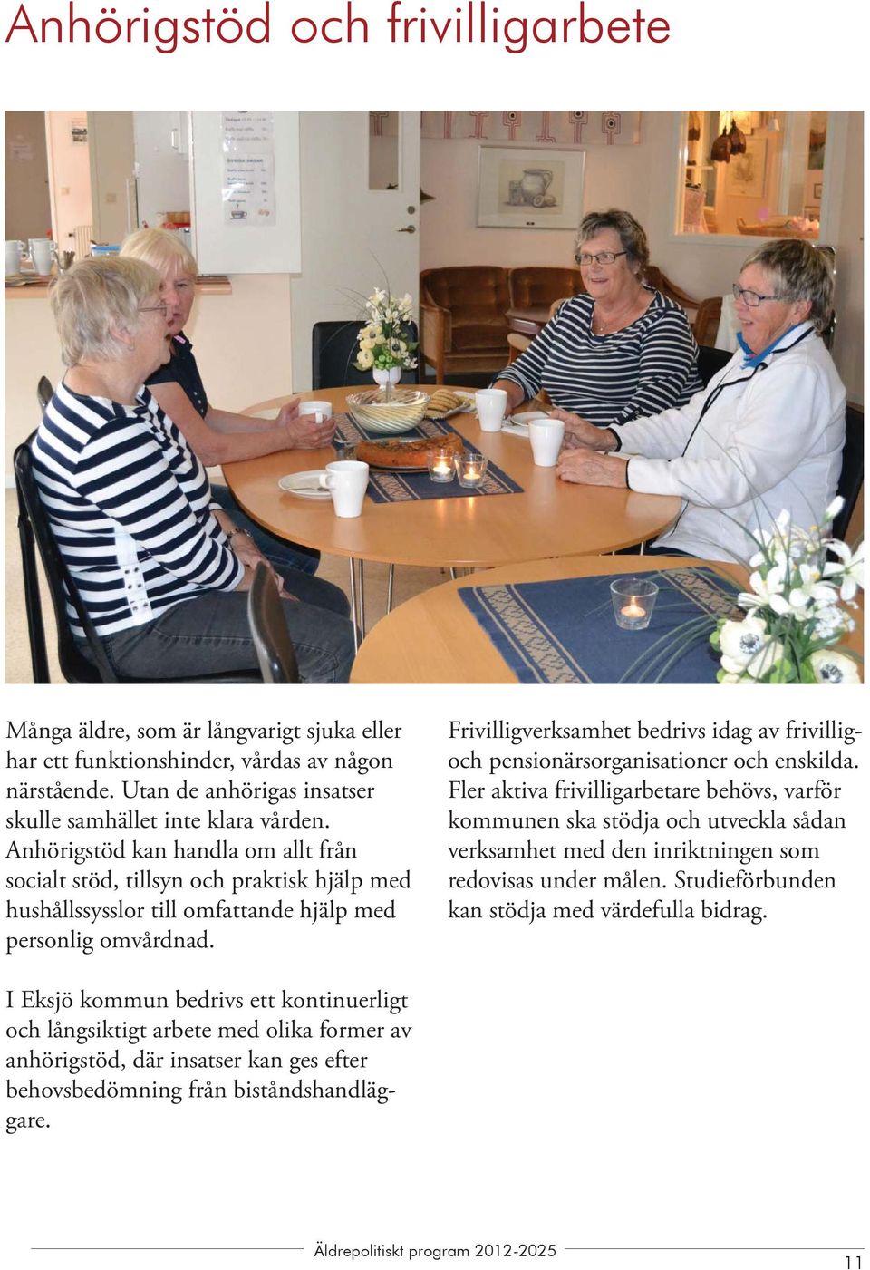 Frivilligverksamhet bedrivs idag av frivilligoch pensionärsorganisationer och enskilda.