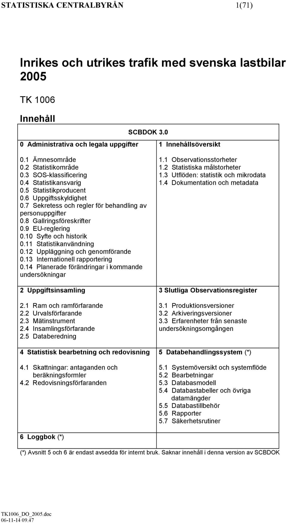 9 EU-reglering 0.10 Syfte och historik 0.11 Statistikanvändning 0.12 Uppläggning och genomförande 0.13 Internationell rapportering 0.