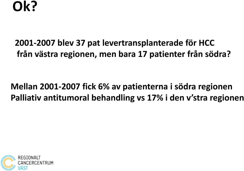 Mellan 2001-2007 fick 6% av patienterna i södra regionen