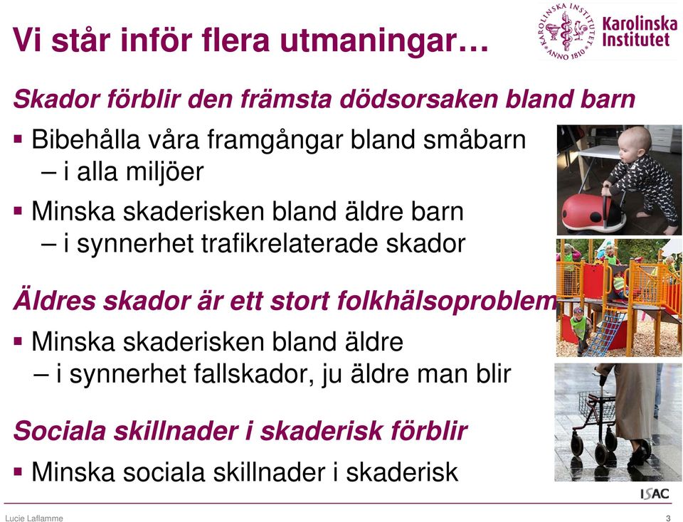 skador Äldres skador är ett stort folkhälsoproblem Minska skaderisken bland äldre i synnerhet