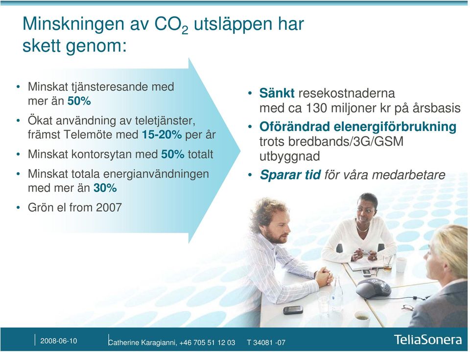 med mer än 30% Sänkt resekostnaderna med ca 130 miljoner kr på årsbasis Oförändrad elenergiförbrukning trots