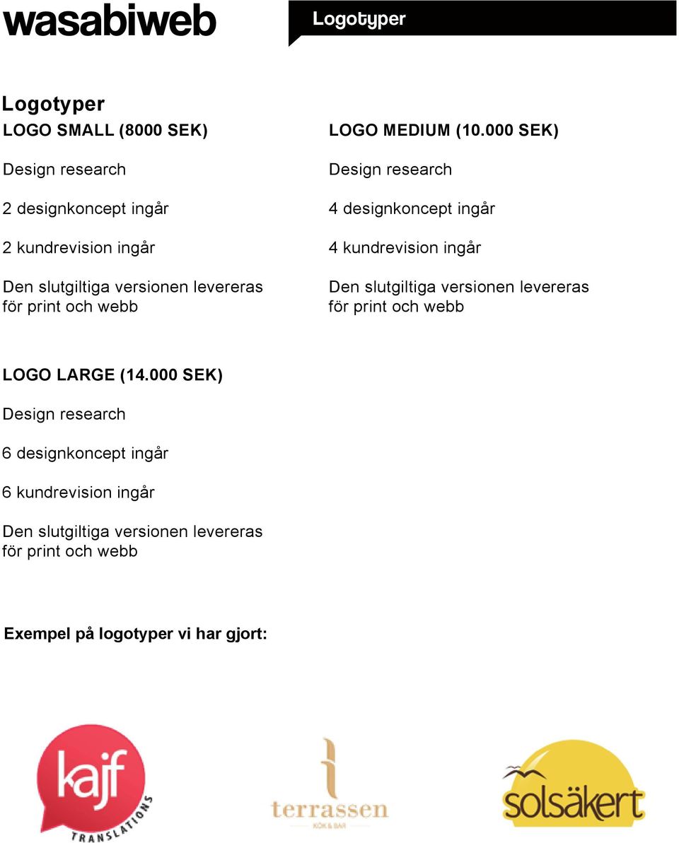 kundrevision ingår Den slutgiltiga versionen levereras för print och webb Den slutgiltiga versionen levereras för