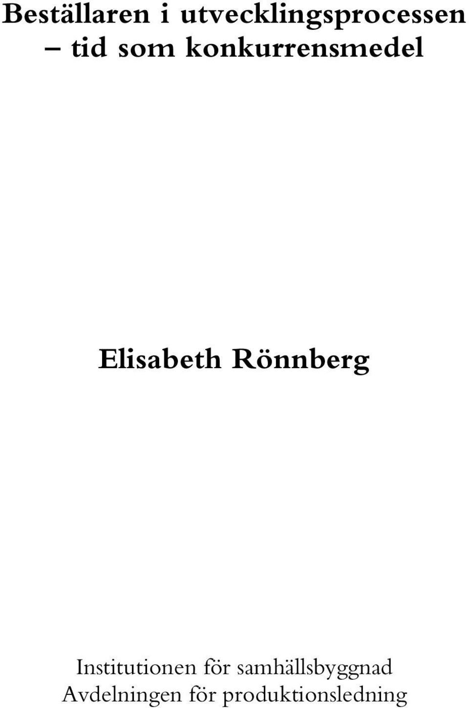 Rönnberg Institutionen för