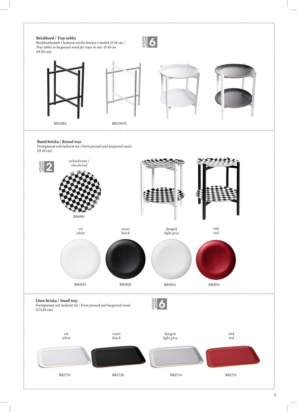 schackruta / checkered RB4901 vit white svart black ljusgrå light grey röd red RB4953 RB4928 RB4914 RB4951 Liten bricka / Small tray