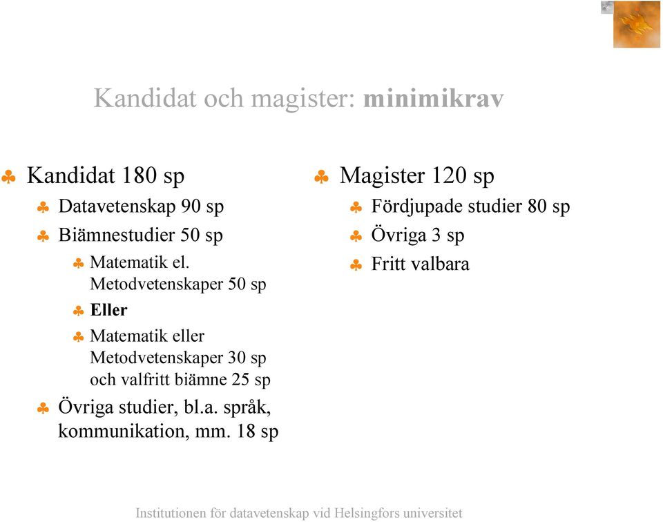 Metodvetenskaper 50 sp Eller Matematik eller Metodvetenskaper 30 sp och