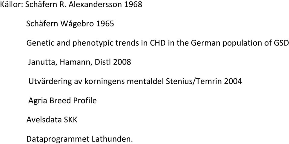 trends in CHD in the German population of GSD Janutta, Hamann, Distl