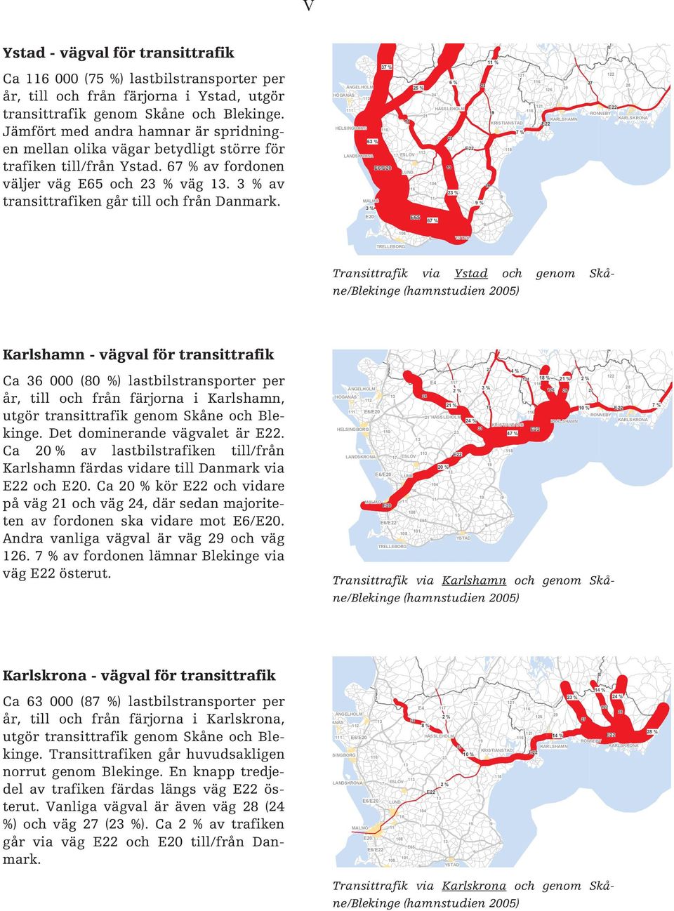 3 % av transittrafiken går till och från Danmark.