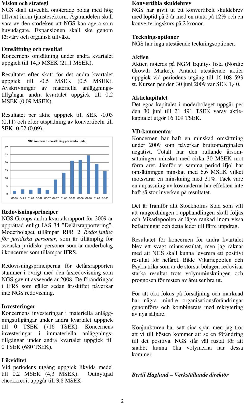 Resultatet efter skatt för det andra kvartalet uppgick till -0,5 MSEK (0,5 MSEK). Avskrivningar av materiella anläggningstillgångar andra kvartalet uppgick till 0,2 MSEK (0,09 MSEK).