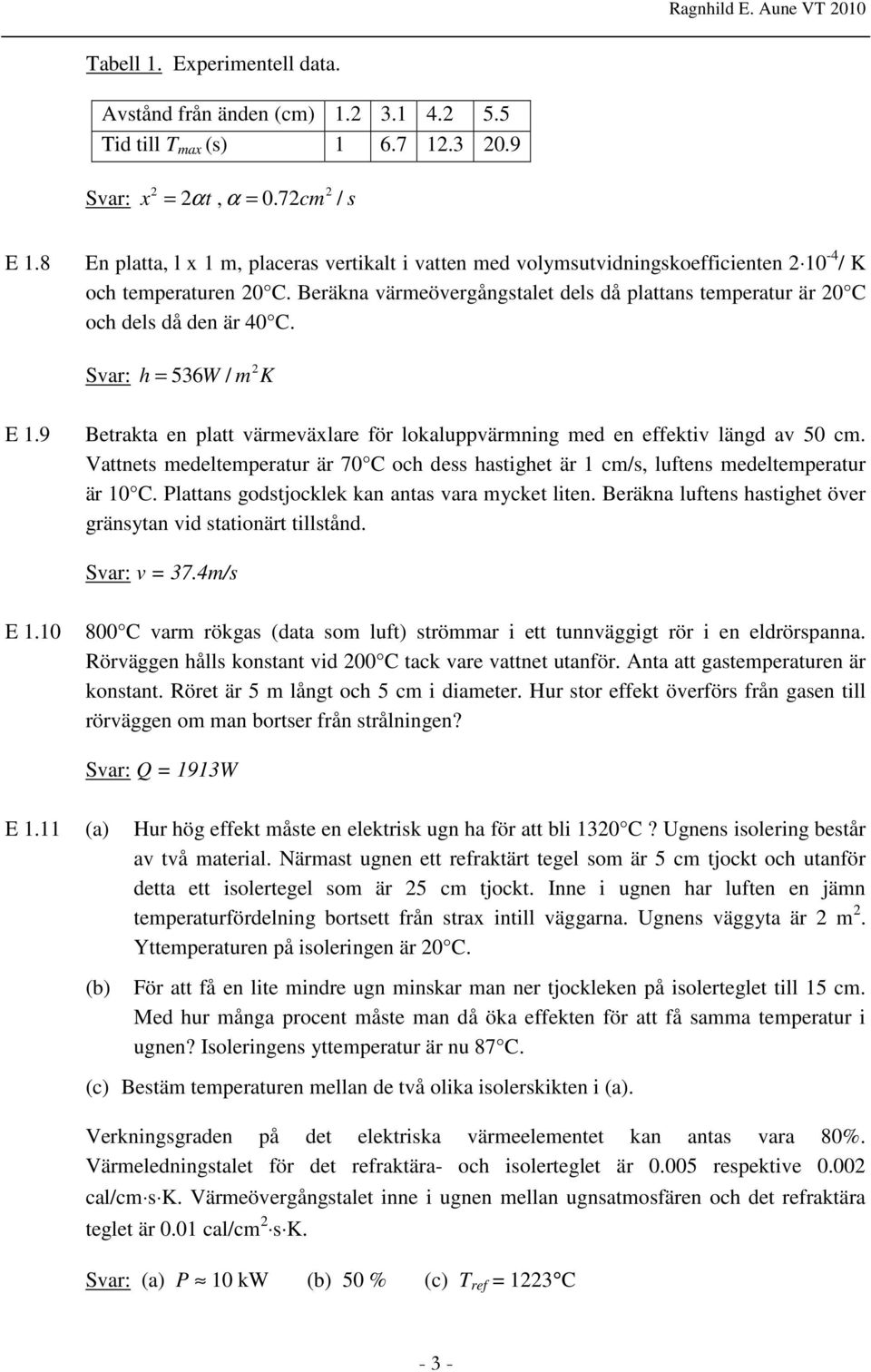 h = 536 W / m K E.9 Betakta en platt vämeväxlae fö lokaluppvämning med en effektiv längd av 50 cm. Vattnets medeltempeatu ä 70 C och dess hastighet ä cm/s, luftens medeltempeatu ä 0 C.