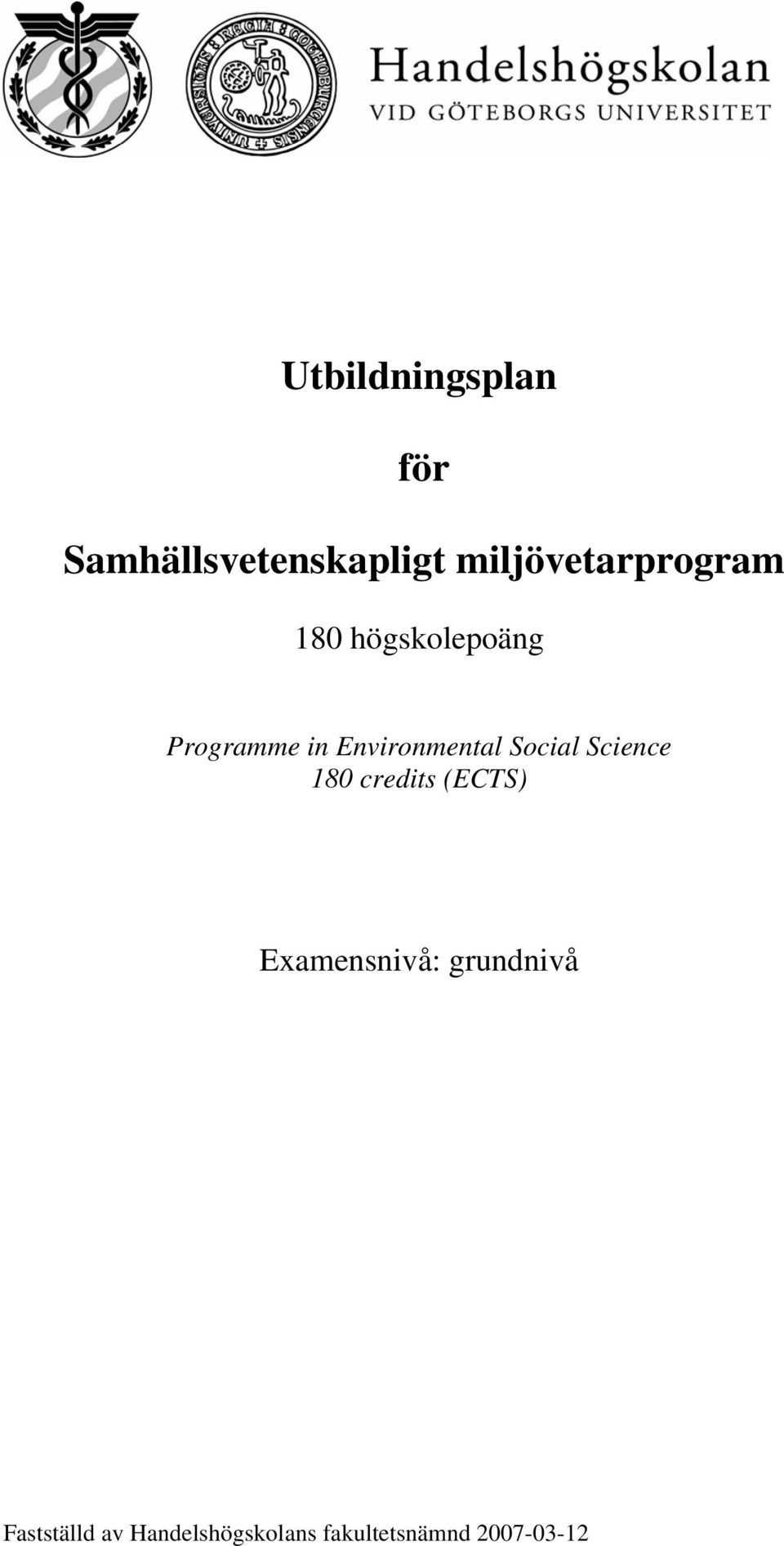 miljövetarprogram 180 högskolepoäng