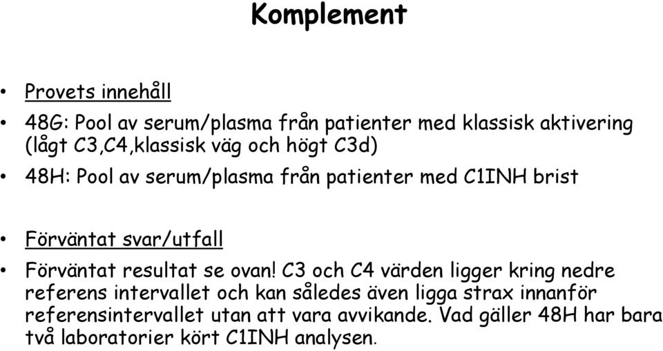 svar/utfall Förväntat resultat se ovan!