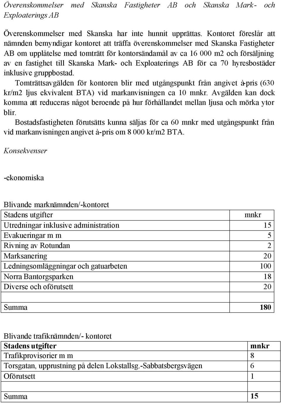 till Skanska Mark- och Exploaterings AB för ca 70 hyresbostäder inklusive gruppbostad.