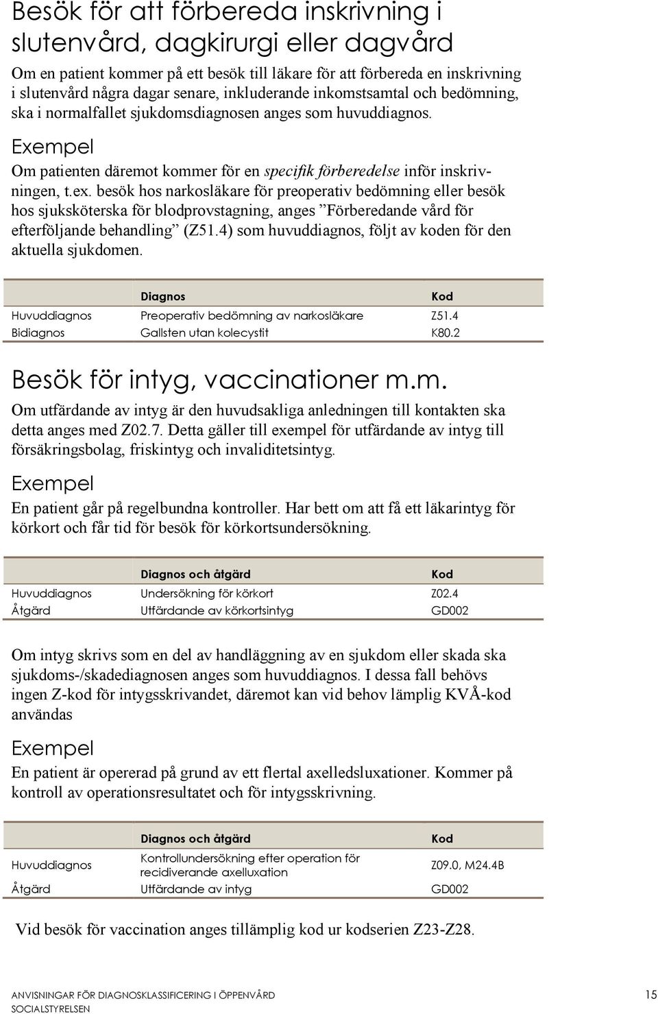 besök hos narkosläkare för preoperativ bedömning eller besök hos sjuksköterska för blodprovstagning, anges Förberedande vård för efterföljande behandling (Z51.