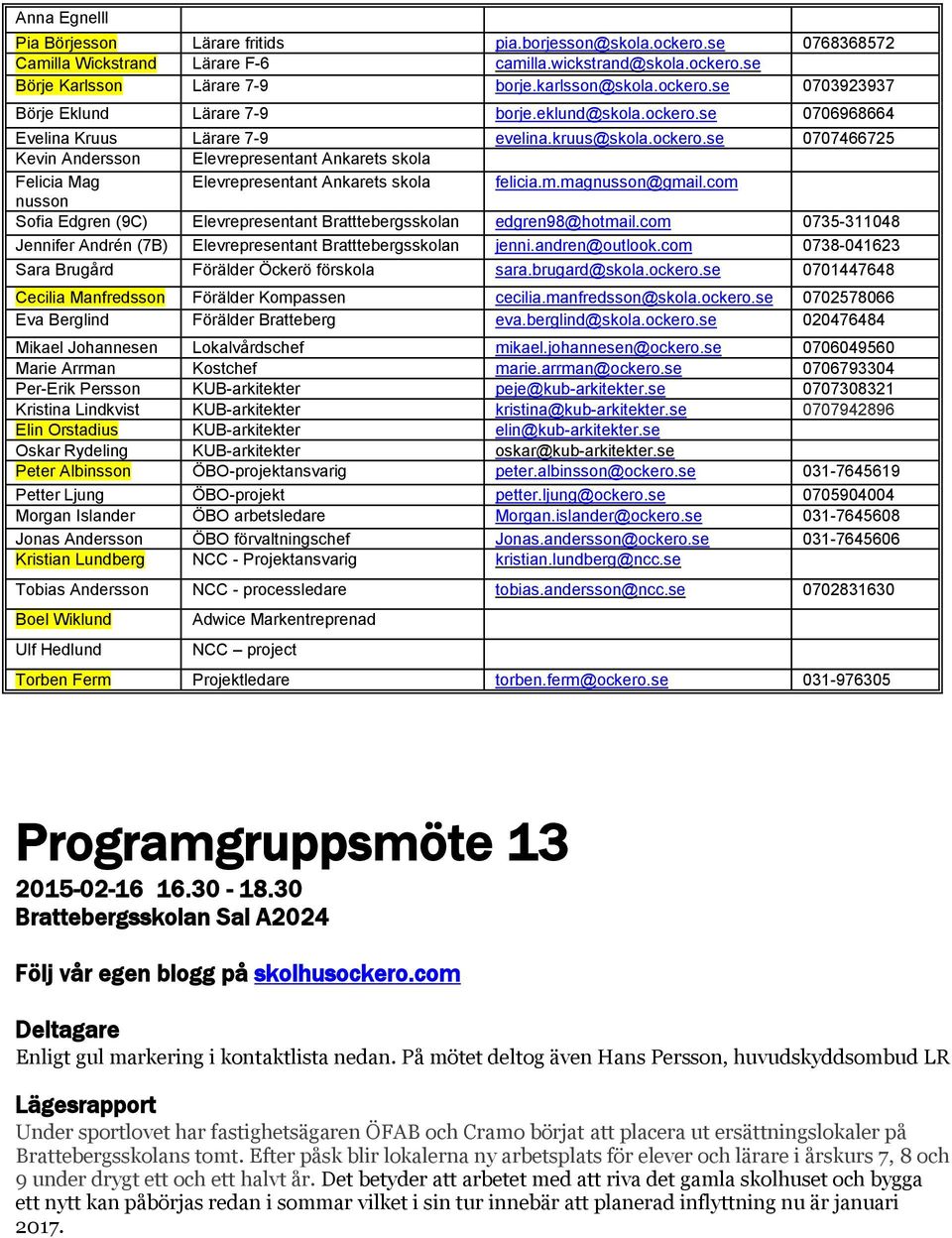 m.magnusson@gmail.com nusson Sofia Edgren (9C) Elevrepresentant Bratttebergsskolan edgren98@hotmail.com 0735-311048 Jennifer Andrén (7B) Elevrepresentant Bratttebergsskolan jenni.andren@outlook.