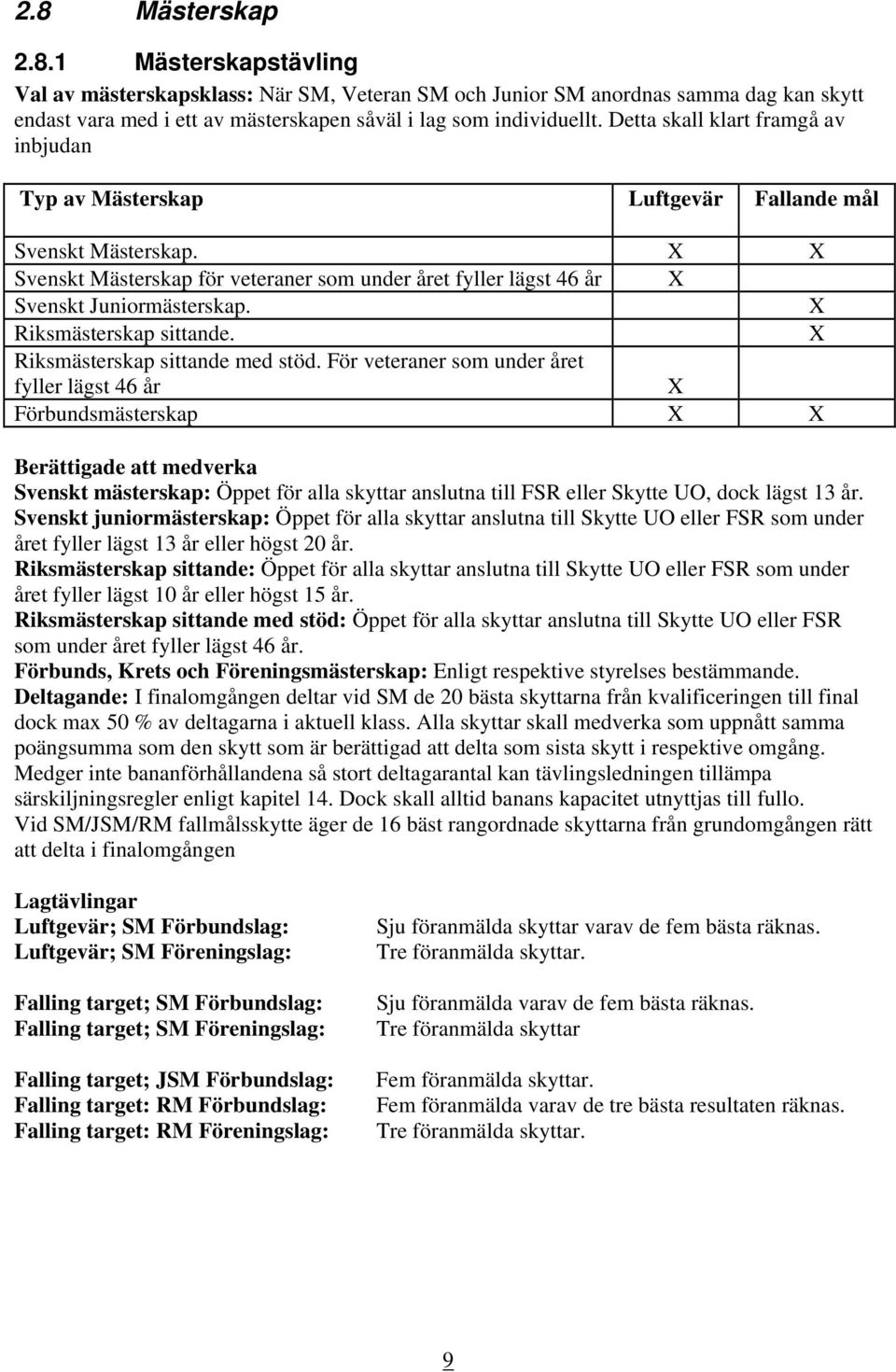 X Riksmästerskap sittande. X Riksmästerskap sittande med stöd.
