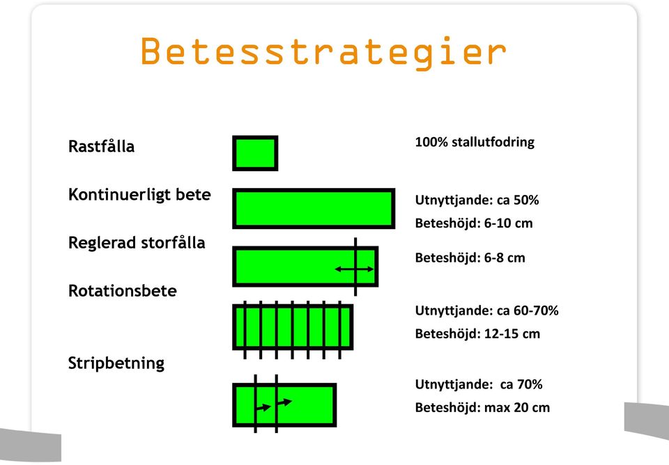 Utnyttjande: ca 50% Beteshöjd: 6-10 cm Beteshöjd: 6-8 cm