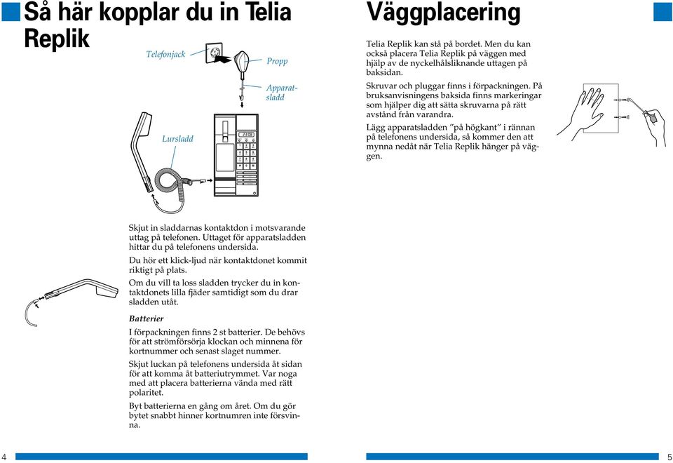 På bruksanvisningens baksida finns markeringar som hjälper dig att sätta skruvarna på rätt avstånd från varandra.