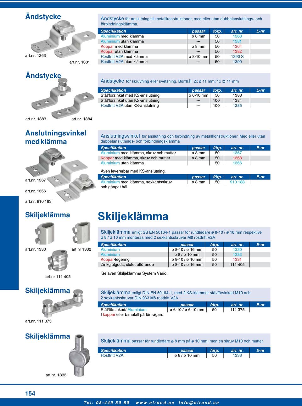 klämma --- 50 1390 Ändstycke Ändstycke för skruvning eller svetsning.