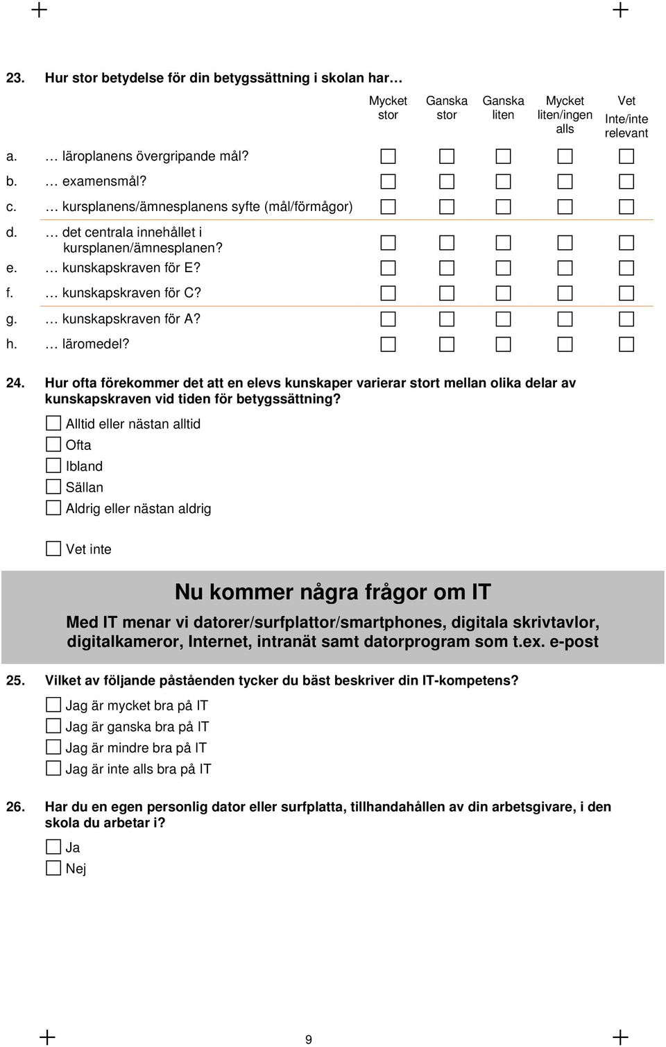 Hur ofta förekommer det att en elevs kunskaper varierar t mellan olika delar av kunskapskraven vid tiden för betygssättning?