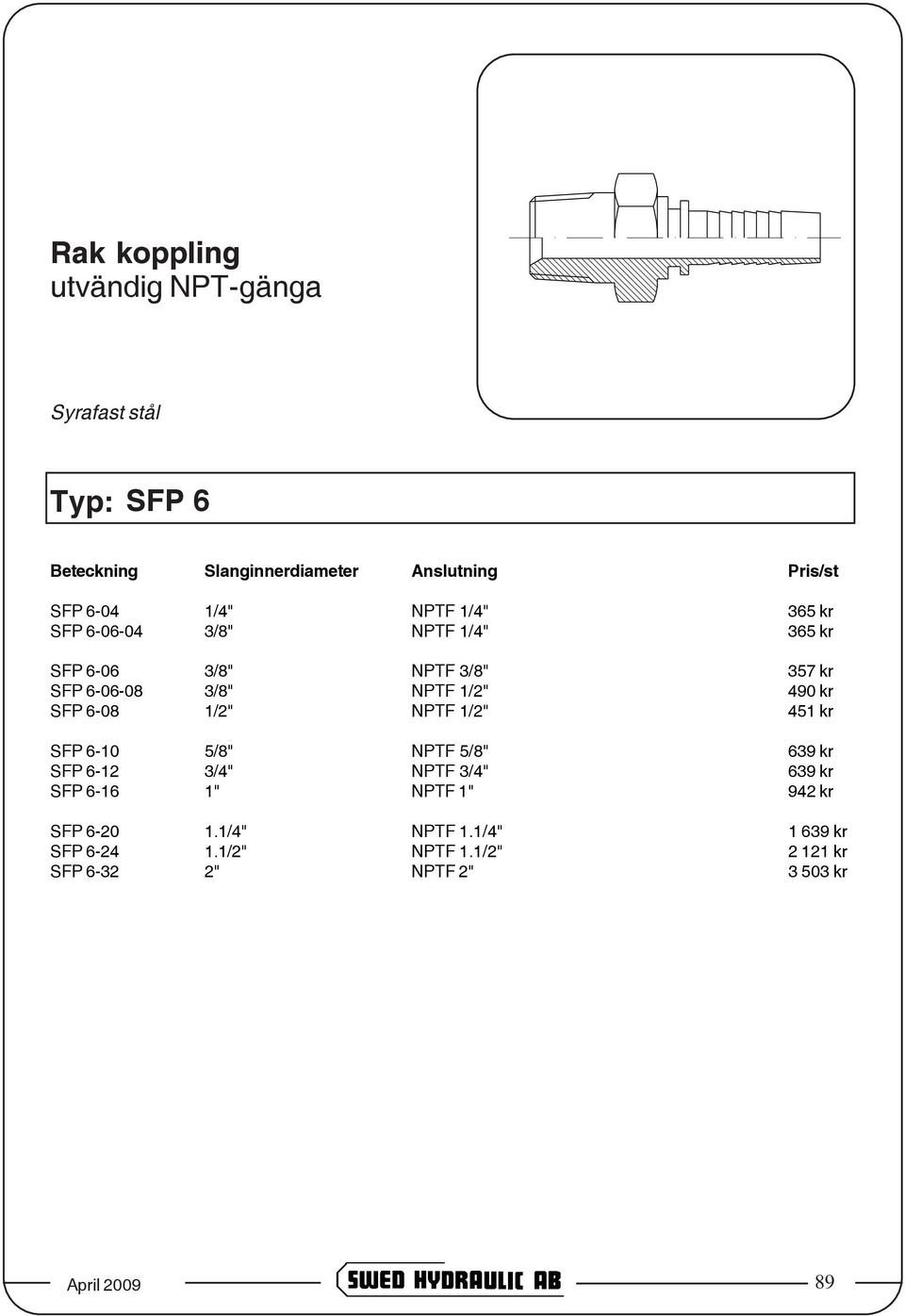 SFP 6-10 5/8" NPTF 5/8" 639 kr SFP 6-12 3/4" NPTF 3/4" 639 kr SFP 6-16 1" NPTF 1" 942 kr SFP 6-20 1.