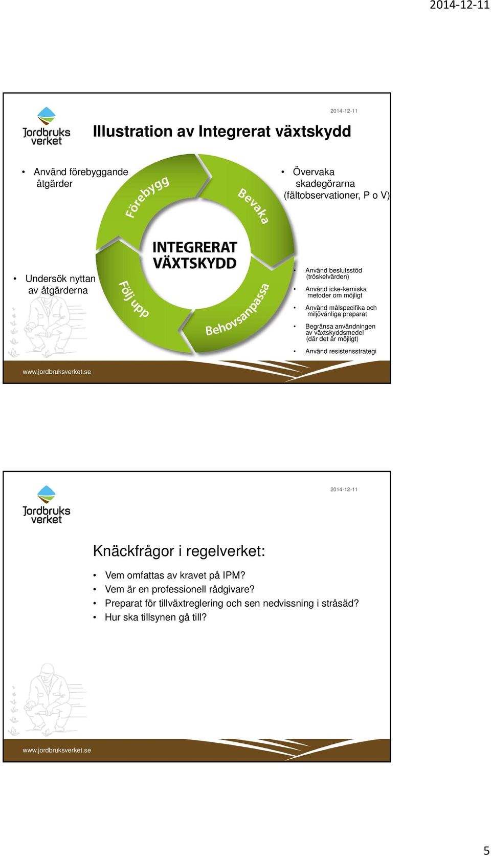 Begränsa användningen av växtskyddsmedel (där det är möjligt) Använd resistensstrategi Knäckfrågor i regelverket: Vem omfattas av