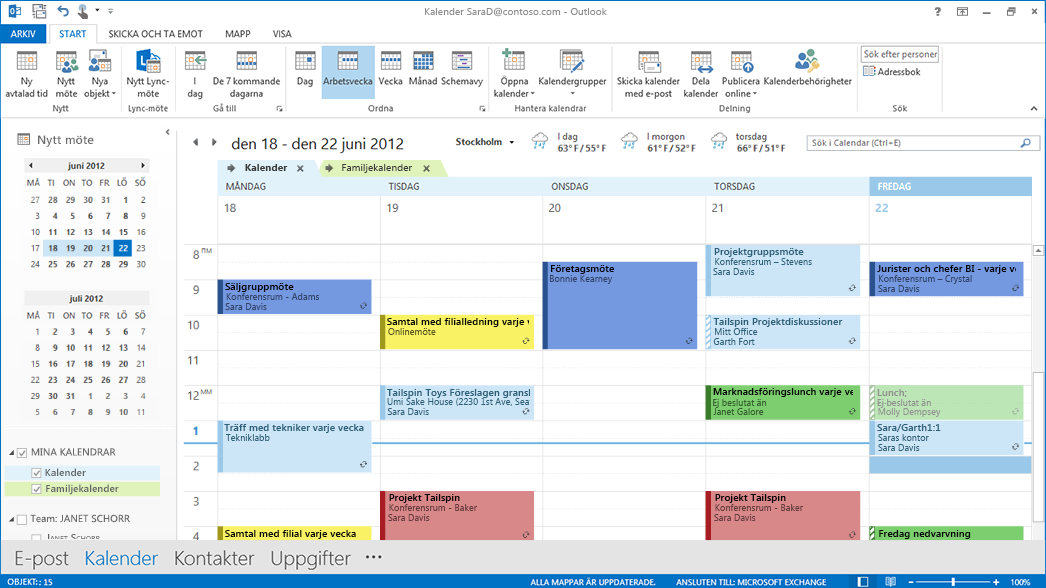 Kalender Snabbstartsguide Schemalägga ett Lync-möte Ordna ett personligt möte eller hoppa över resan och träffas online med Lync 2013.