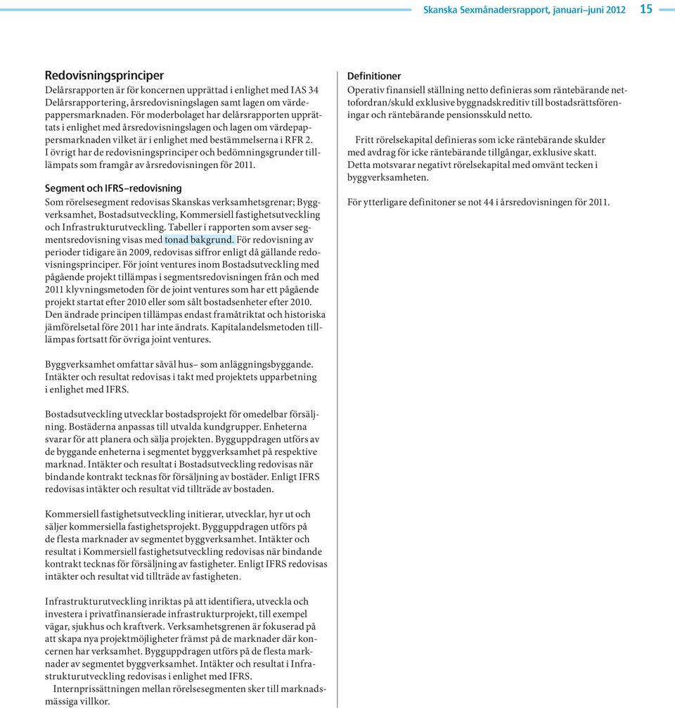 I övrigt har de redovisningsprinciper och bedömningsgrunder tilllämpats som framgår av årsredovisningen för.