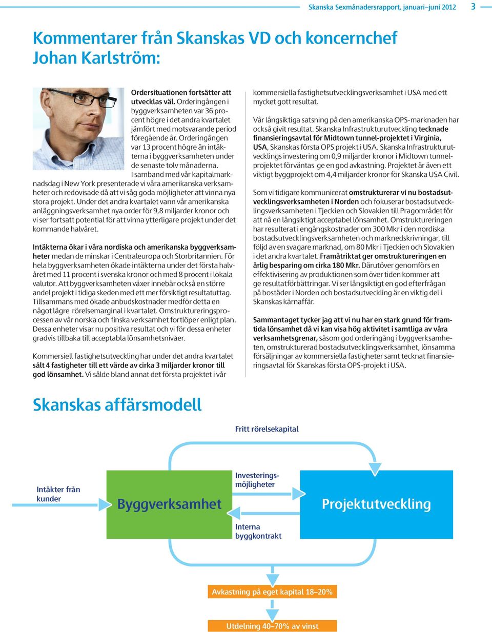 Orderingången var 13 procent högre än intäkterna i byggverksamheten under de senaste tolv månaderna.