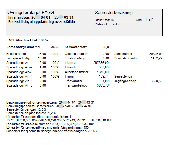 Genom att klicka på OK godkänner du semesterberäkningen på den anställde.