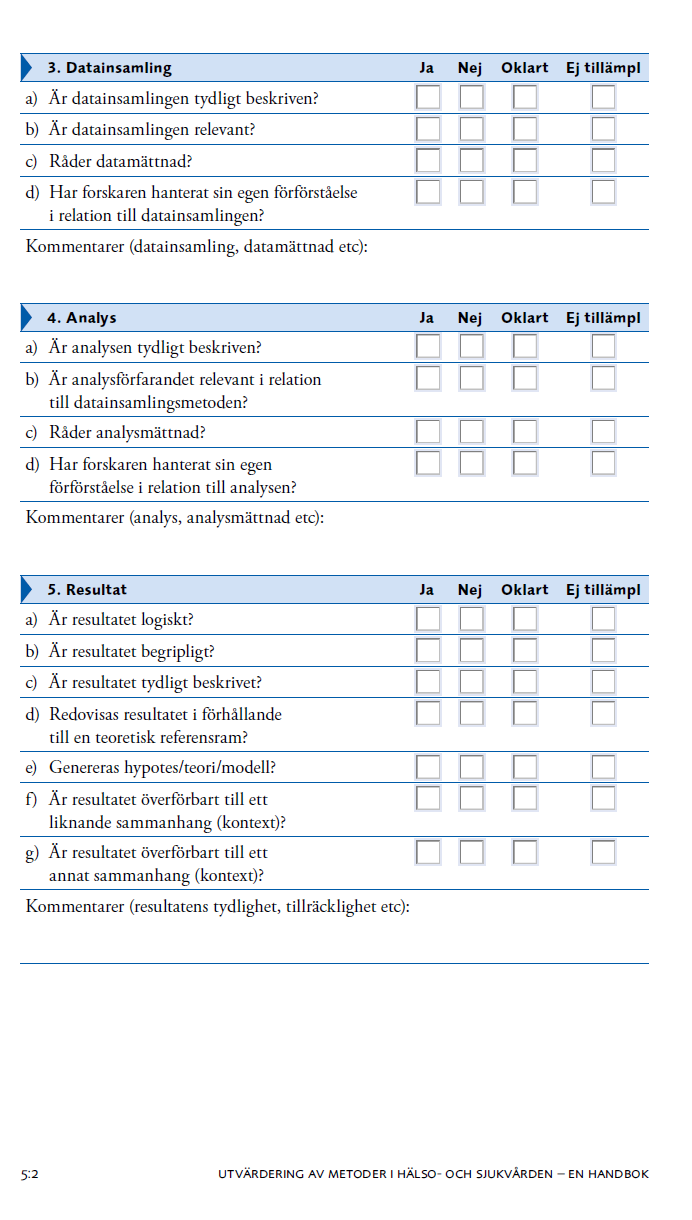 SBU:s granskningsmall för