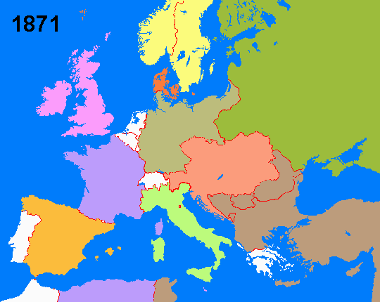 Preussen - en ny stormakt i Europa I mitten av 1800-talet var tyskarna uppdelade i 38 stater. De 38 staterna ingick tillsammans med Österrike i Tyska förbundet som leddes av Österrikes kejsare.