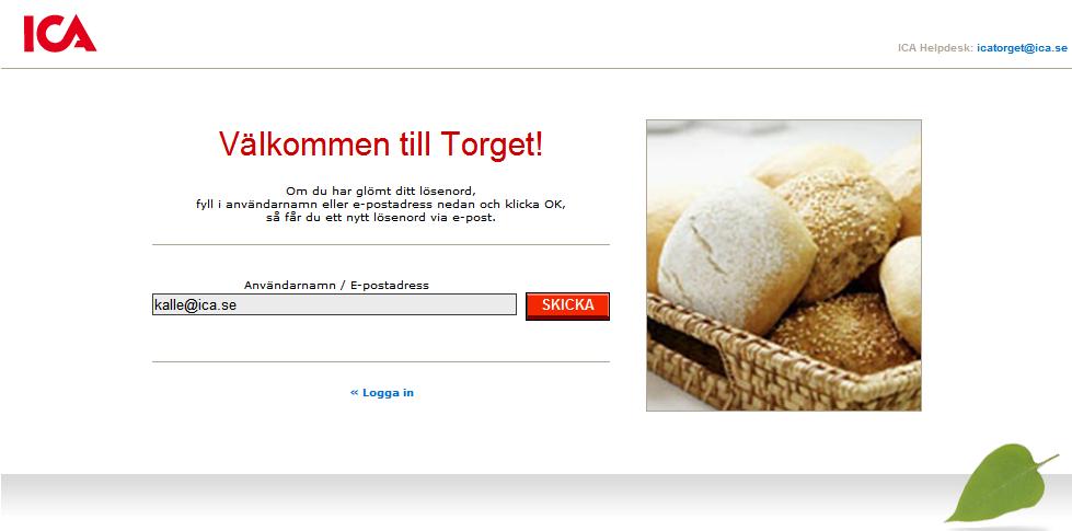Därefter skickas email med nytt lösenord.