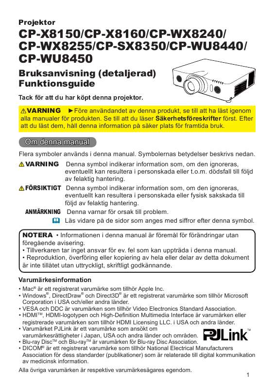 Du hittar svar på alla dina frågor i instruktionsbok (information, specifikationer,