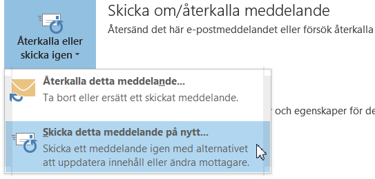 Brevlådehantering - Återkalla e-post Återkalla e-post (Ej i webaccessen) Om du av någon anledning ångrar ett utskick har du möjlighet att återkalla brevet, om mottagaren inte har hunnit öppna det.