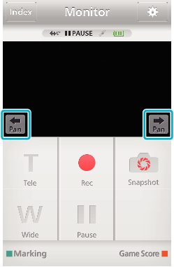 Använda Wi-Fi (GZ-EX315/GZ-EX310) o Styrning från smartphone-applikation 0 Anslut kamera och smartphone via DIREKT ÖVERVAKNING eller INOMHUSÖVERVAKNING/UTOMHUSÖVERVAKNING.