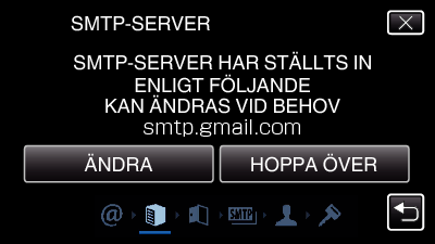 Använda Wi-Fi (GZ-EX315/GZ-EX310) Ställa in avsändarens e-postadress på kameran Ställer in adresser som ska användas för att skicka e-post i kameran.