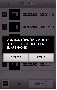 Använda Wi-Fi (GZ-EX315/GZ-EX310) 4 På indexsskärmen ska man trycka på de bilder man önskar överföra. 0 Antalet valda bildfiler visas bredvid kryssmarkeringen nere till vänster.