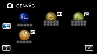 Inställningsmeny Använda genvägsmenyn Man kan konfigurera olika inställningar av rekommenderade funktioner för videoinspelnings- och stillbildsinspelningsläget via genvägsmenyn.