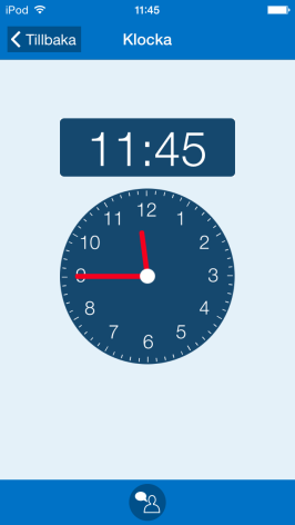 16.8.1 Datum När Datum är valt visas datumfältet överst i klockvyn: 16.8.2 Tid på dygnet När Tid på dygnet är valt visas det om det är morgon, dag, kväll eller natt: 16.