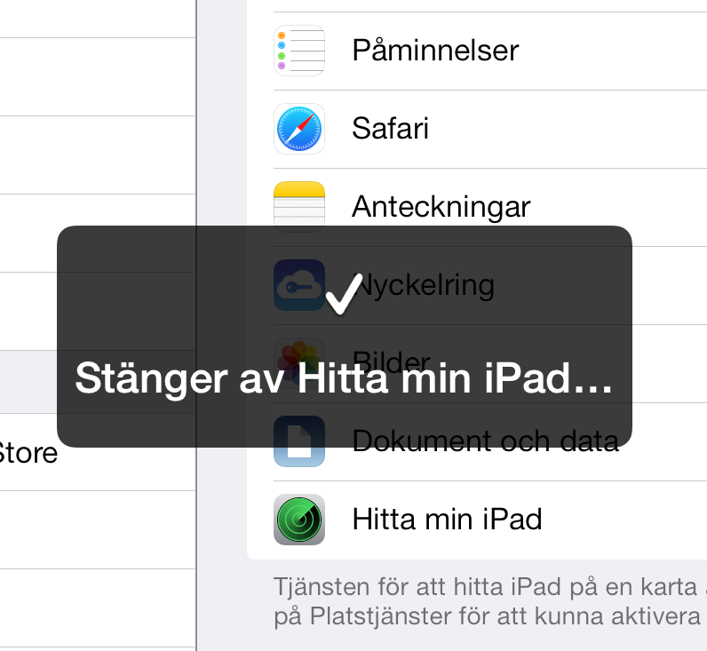 Stäng av Hitta min ipad 2/6 4. Skriv in ditt lösenord för Apple-ID. 5.
