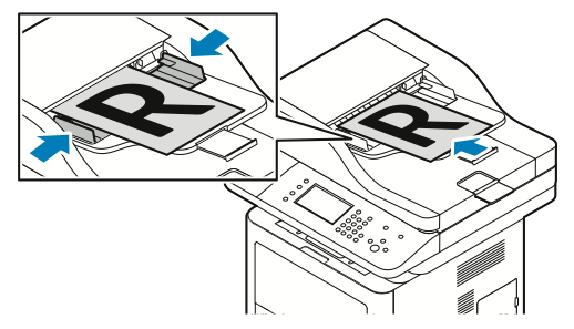 Faxning Använda dokumentmataren Dokumentmataren accepterar pappersformat från 50 105 g/m² för dubbelsidiga sidor.
