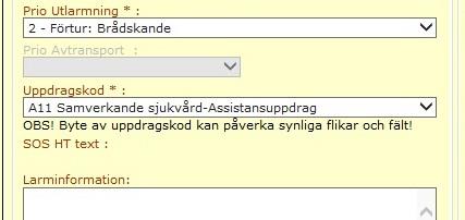 Som Ibnr anges 001 om det är den första journalen man skapar på detta sätt. Utför man flera uppdrag av denna art under samma datum används för nästa journal Ibnr 002 o.s.v. Se exempel nedan: Bedömning och åtgärder dokumenteras på sedvanligt sätt.