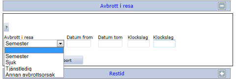 3(3) Avbrott i resa Funktionen Avbrott i resa använder du vid exempelvis semester.