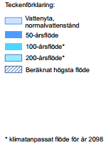 Riskbild: klimatförändringar och Stockholms stads sårbarhet 25 (84) Figur 12 Exempel från MSB:s översvämningskartering av Tyresån.