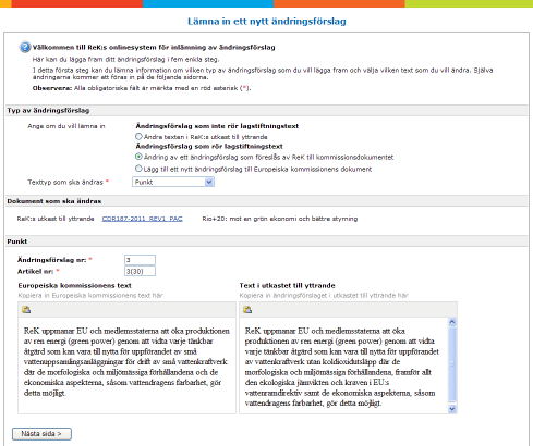Hur kan jag ändra ett ändringsförslag som ReK föreslår till kommissionsdokumentet?