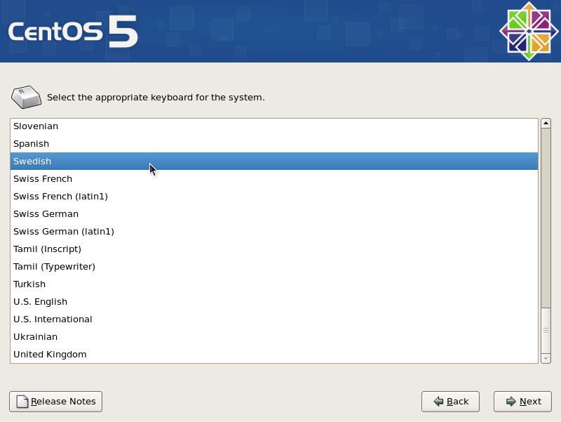 Sida 7 CentOS installation Electronic Purse Sweden AB Välj tangentbord Vi rekommenderar att du väljer