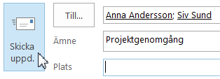 Hantera svar på inbjudan Hantera svar på inbjudan När någon godkänner eller tackar nej till ett möte får du ett meddelande om detta i Inkorgen.