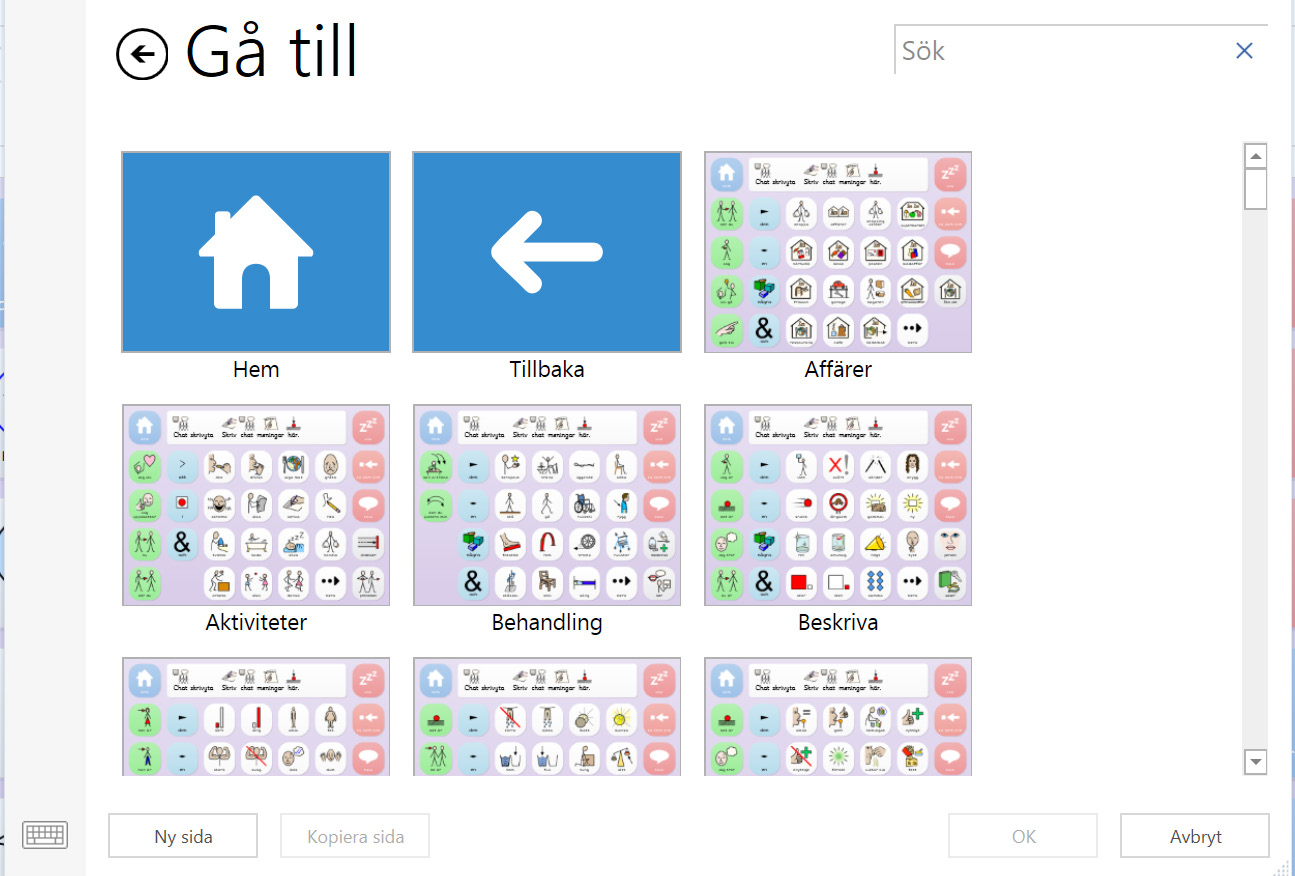 Klicka på Gå till och nästa för att välja sida. Välj önskad sida i listan och klicka OK.