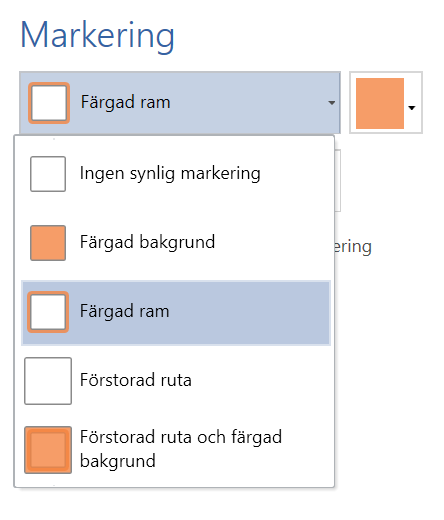 Inställningar Mus eller huvudmus Klicka på Menylisten, sedan Inställningar, Manövermetod. och Muspekare. Aktivering Välj hur du vill aktivera en ruta klicka, hålla, dwell eller kontakt.